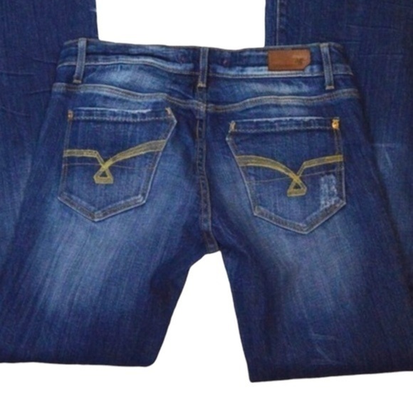 Vigoss Flare‎ Leg Raw Hem Distressed Jeans Size 5 - Picture 4 of 14